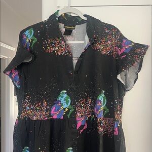Nooworks Cosmic Ladies Tiered Collared Shirt Dress Womens Sz XL